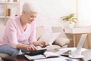 Woman looking at her annuities
