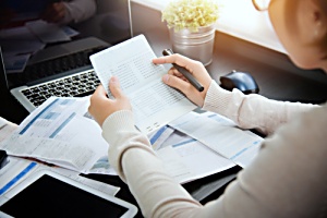 woman paying bills