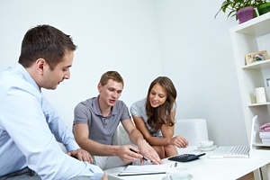 young couple in a meeting