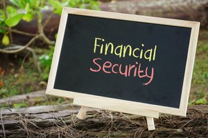 Financial security written on blackboard