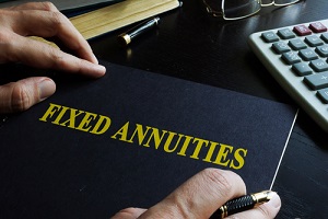 fixed annuities book on an office table