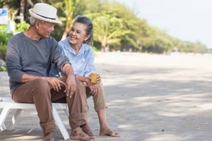 old couple enjoying vacations