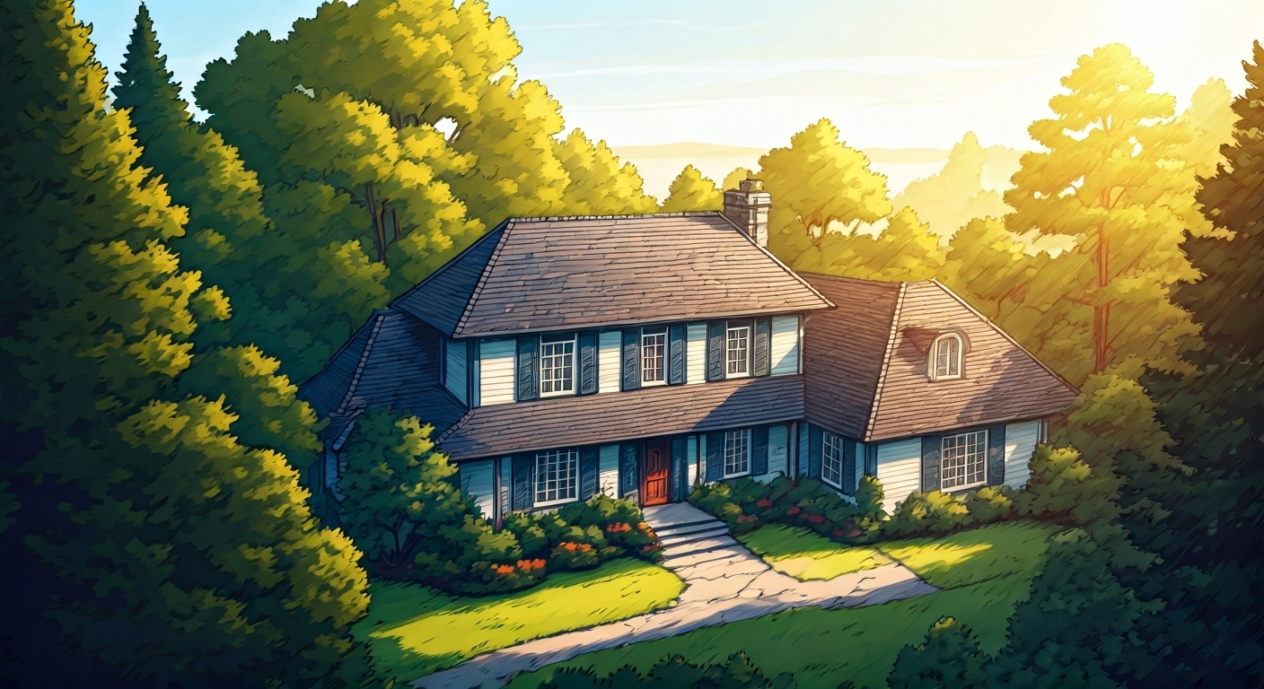 Secure house in sunlight sketch