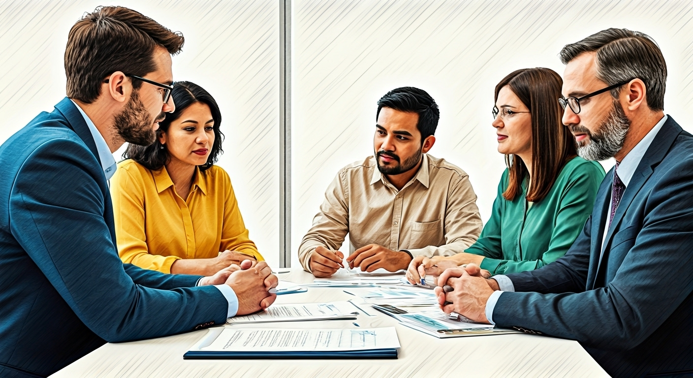 Adults discussing insurance options