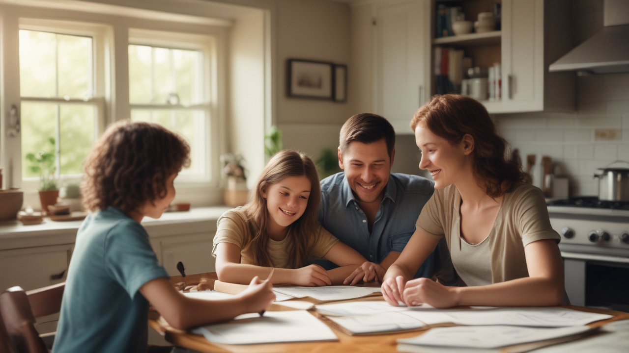 Family discussing life insurance