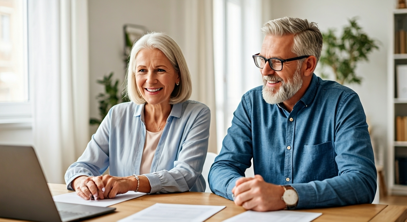 Senior couple discussing insurance