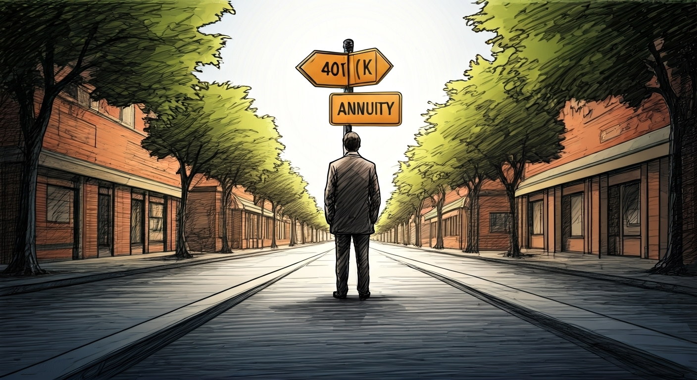 Person at crossroads 401k annuity