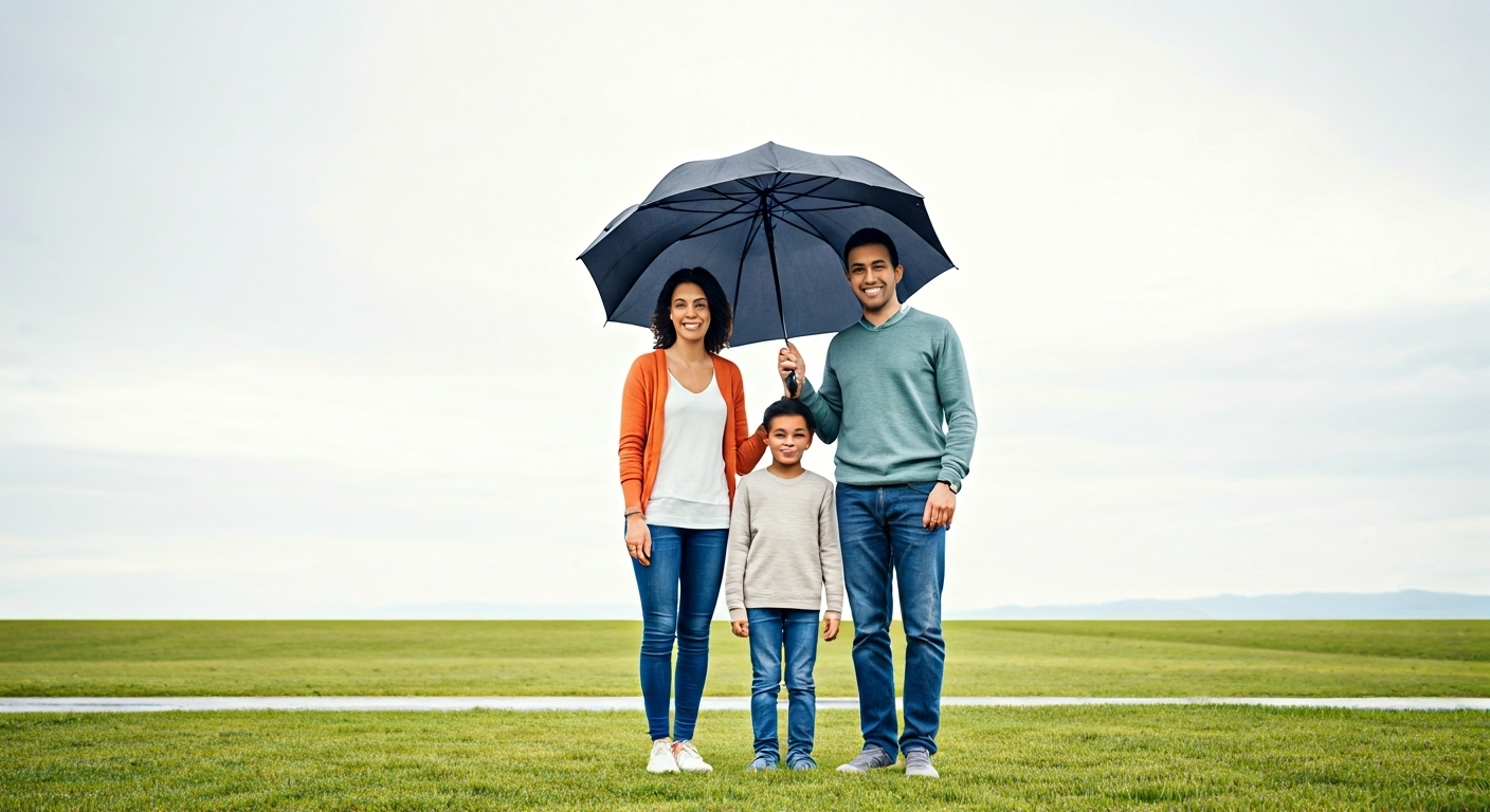 Family under insurance umbrella