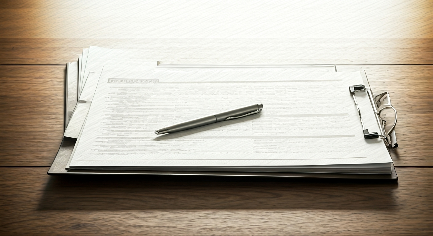 Insurance policy folder on desk