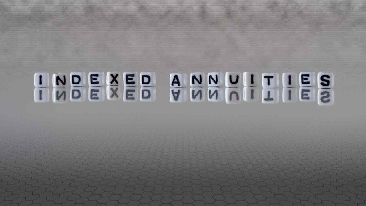 Index Annuities Concept Represented by Letter Cubes